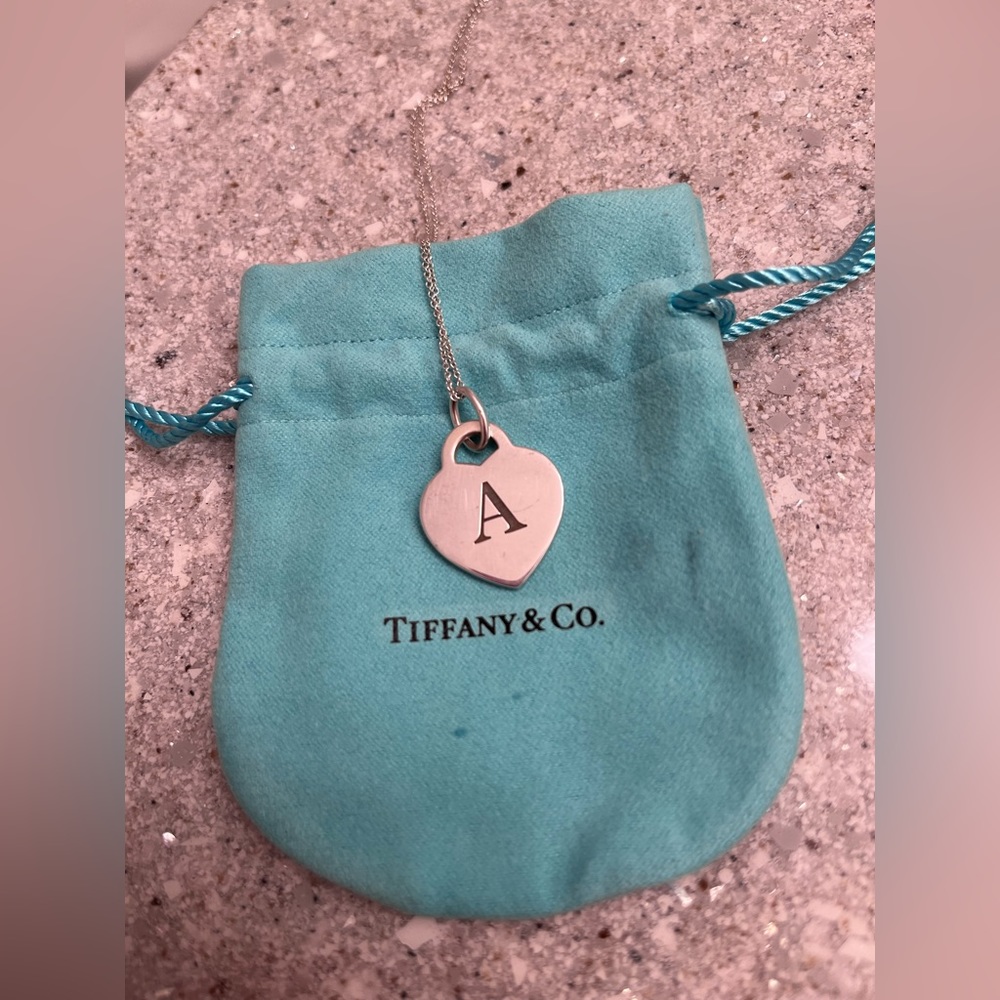 Tiffany Initial Letter A Heart Necklace